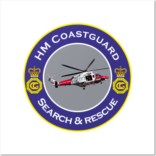 HM Coastguard search and rescue Helicopter Posters and Art